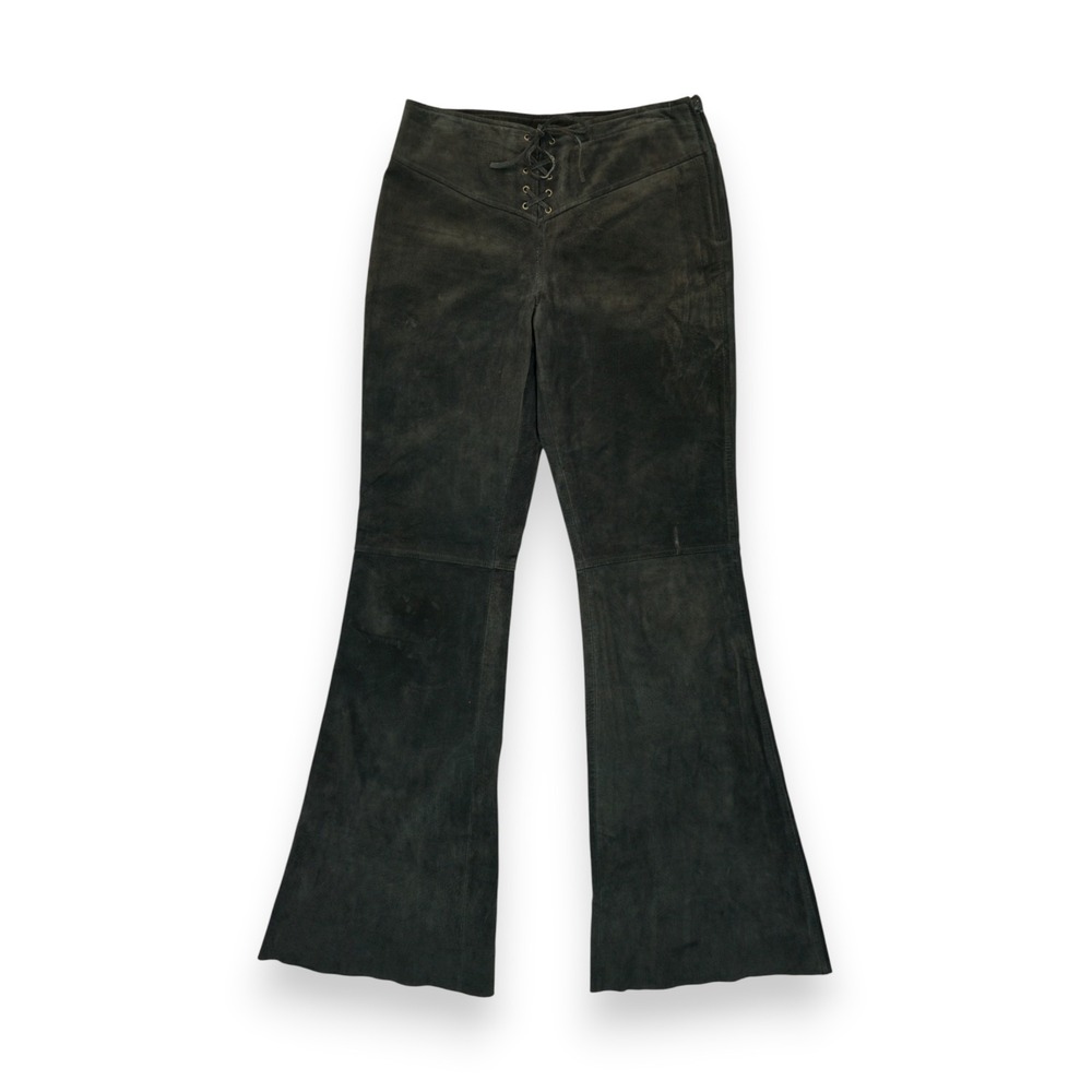 Vintage Esprit NY Edition Brown Leather Lace-Up Flared Pants - Western Size 6